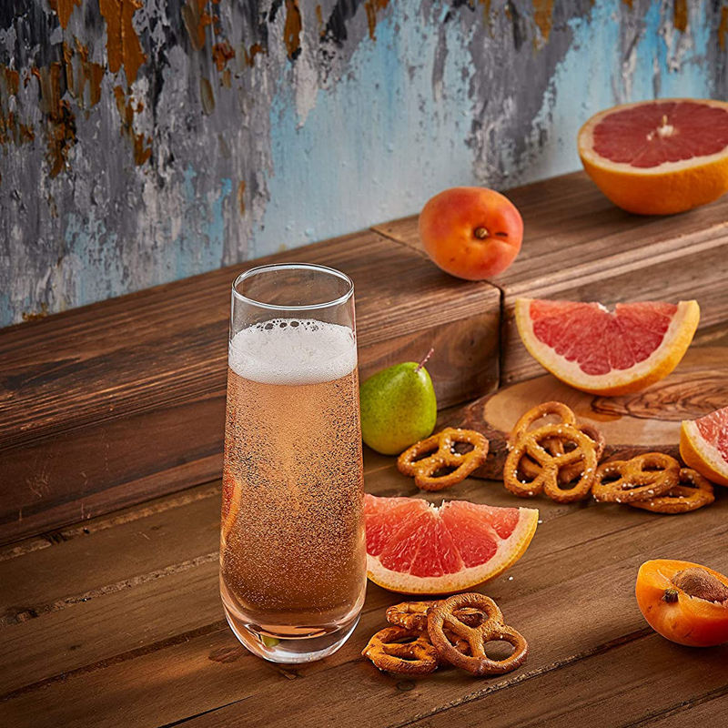 Lunvero Stemless Champagne Flute | Luxury Clear Glass for Champagne