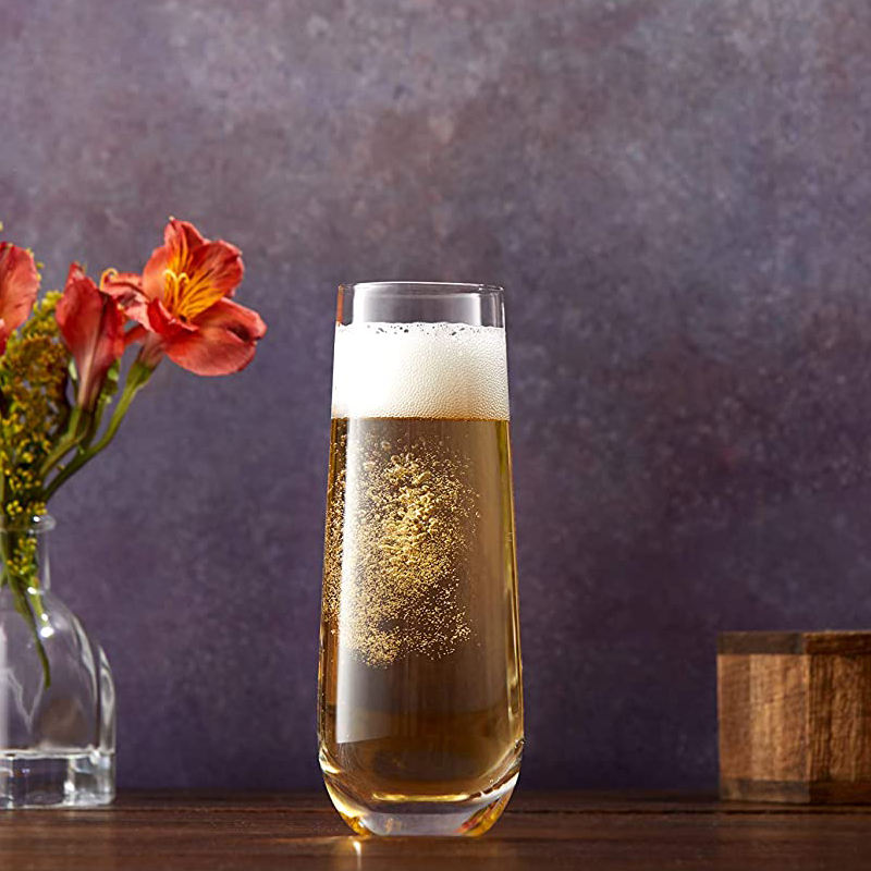 Lunvero Stemless Champagne Flute | Luxury Clear Glass for Champagne